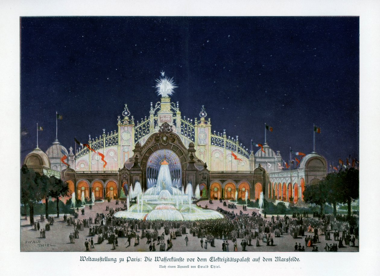 電気の宮殿、シャンドマルス、パリ万博1889、1900年の噴水。 作： エワルド・ティエル
