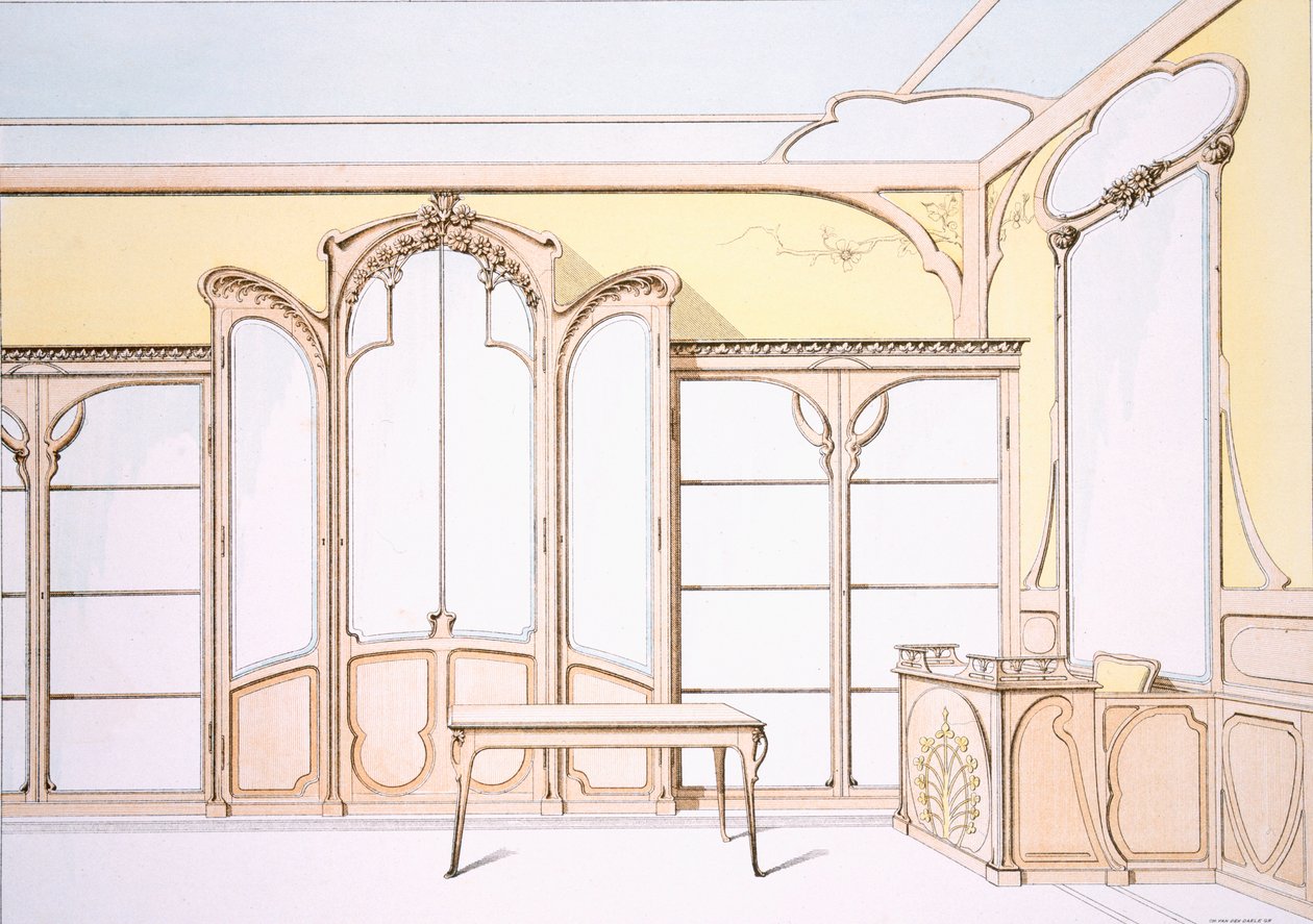 ファッションショップのインテリアデザイン、「Menuiserie d&39;Art Nouveau」のイラスト、1900年頃出版 作： F.バラバス