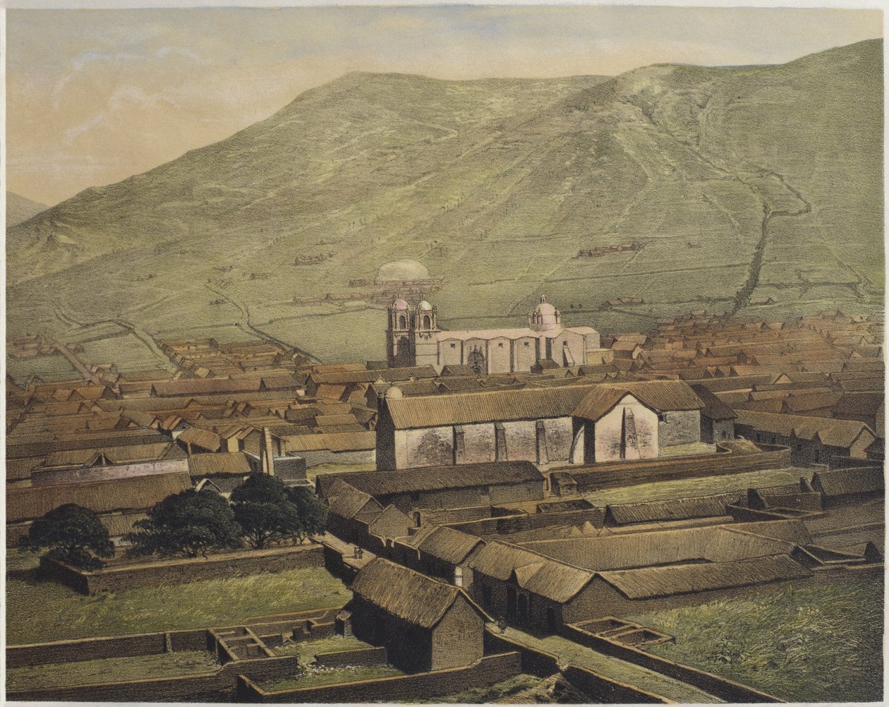 プーノの概観、マリアーノの「Geografia del Peru」からのイラスト、フェリペパスソルダン（1821-86）プレートXXXVIII、1863 作： F.デラマーレ