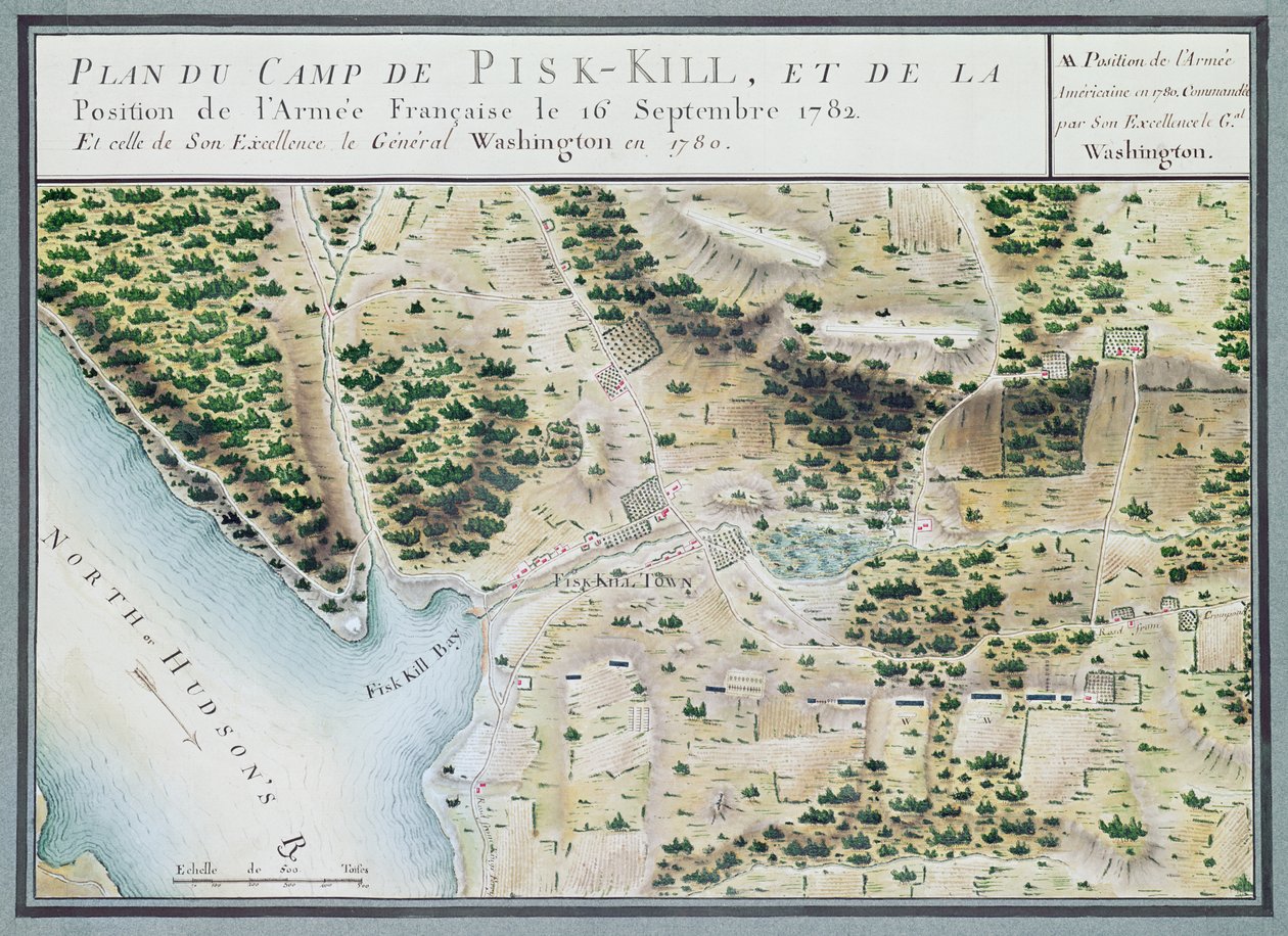 1782年のフィエールキルの地図と1782年のフランス軍の位置 作： F.デュブール