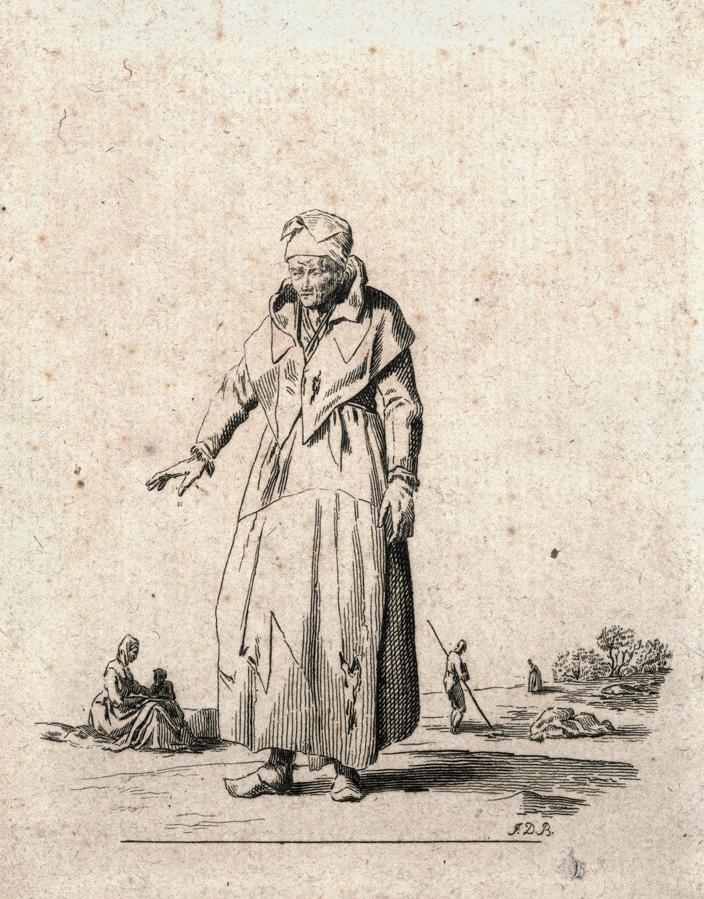 農民の女性（エングレーヴィング） 作： 