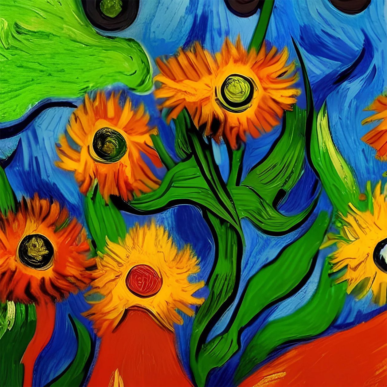 キャンバスに描かれた美しい印象派の花, 寝室の壁飾り, 鮮やかな色彩 作： ファフタリ・アブデラヒム