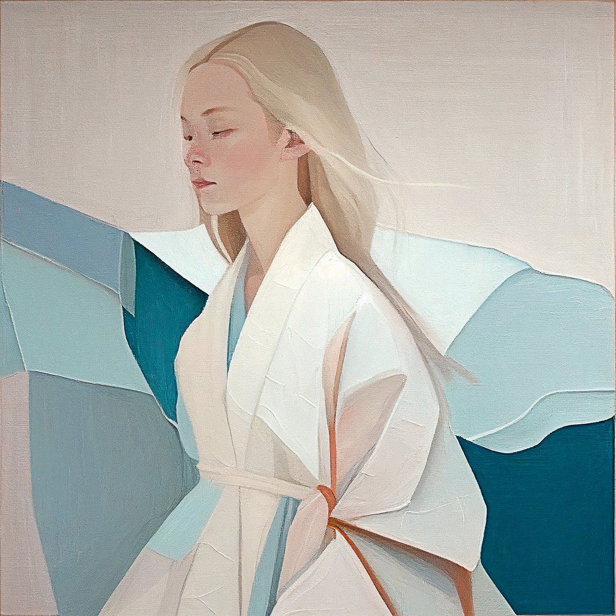 美しいブロンドの女性の肖像画, 抽象画, 壁掛けアートプリント 作： ファフタリ・アブデラヒム