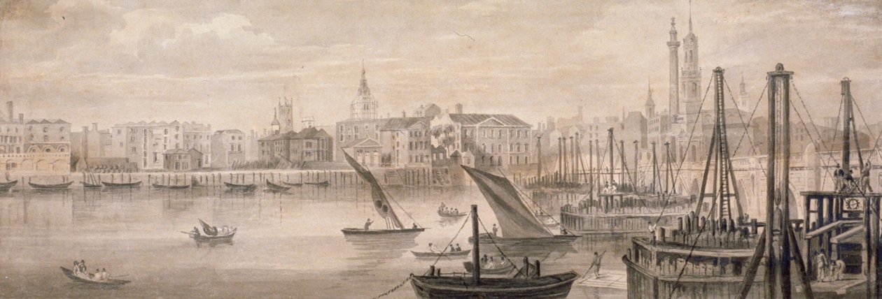 古いロンドン橋、1826 年。 作： Fジャクソン