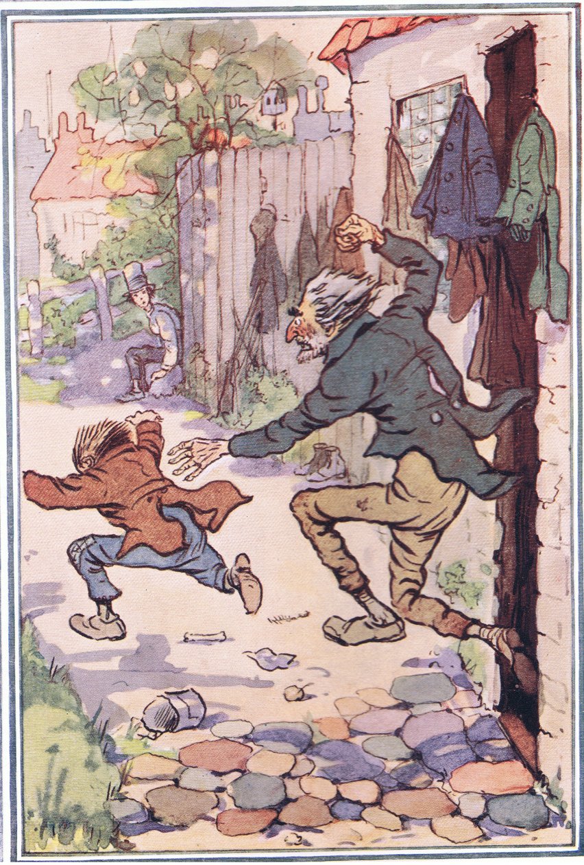 Hedは店の外に急いで飛んで、David Copperfield、1914年からのイラストを送ります 作： FMBブライキー