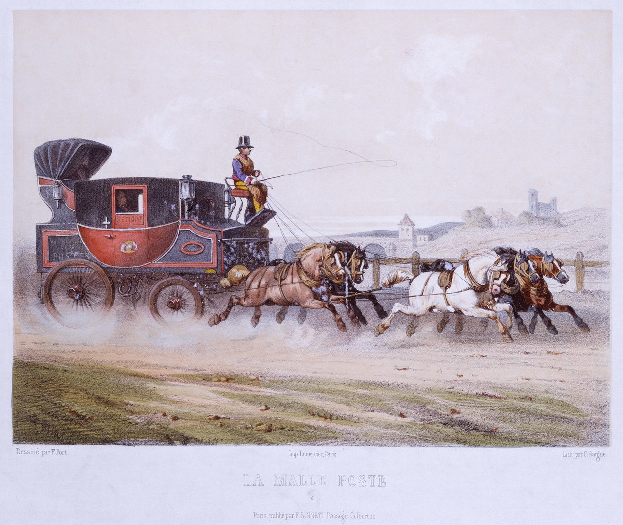 チャールズバルグ（1826-83）によって刻まれたメールコーチ 作： F.砦の後