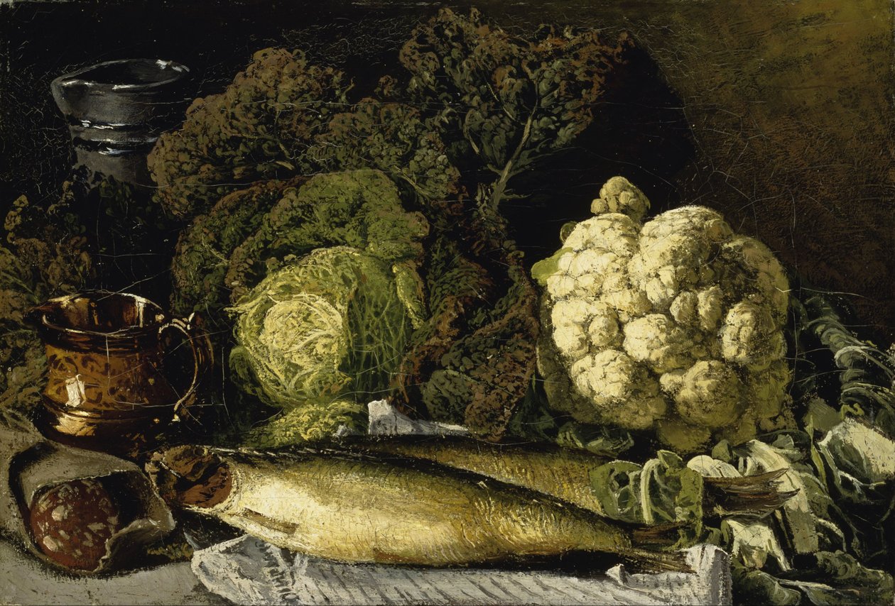 野菜と魚のある静物 作： ファニー・チャーバーグ