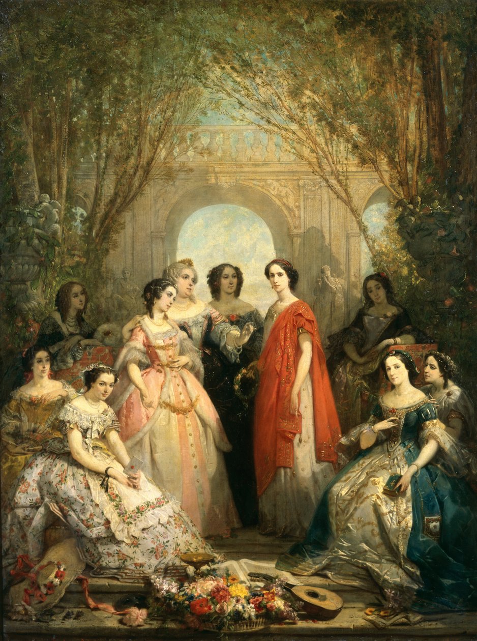 コスチュームのコメディフランセーズの女性たち、1855年 作： ファウスティン・ベッソン