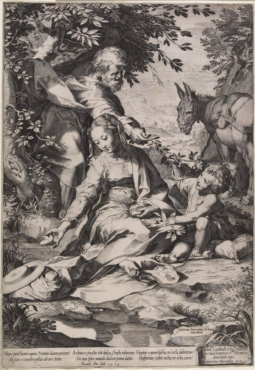 Cornelis Cort、1575年に刻まれた、エジプトからの帰還の残り 作： フェデリコ・フィオーリ・バロッツィまたはバロッチョ