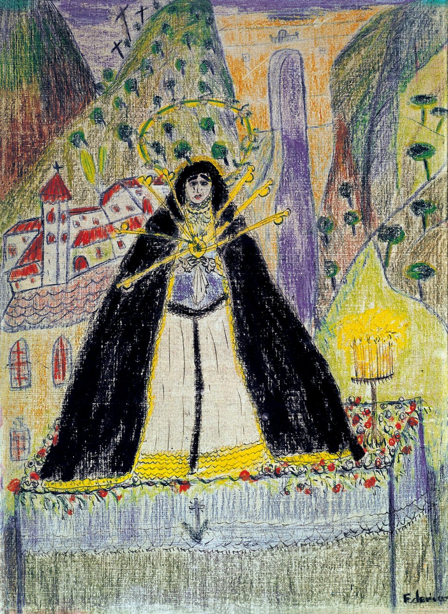 7本の短剣を持つ処女（Virgen de los siete dolores）」のドローイング 20世紀 作： フェデリコ・ガルシア・ロルカ