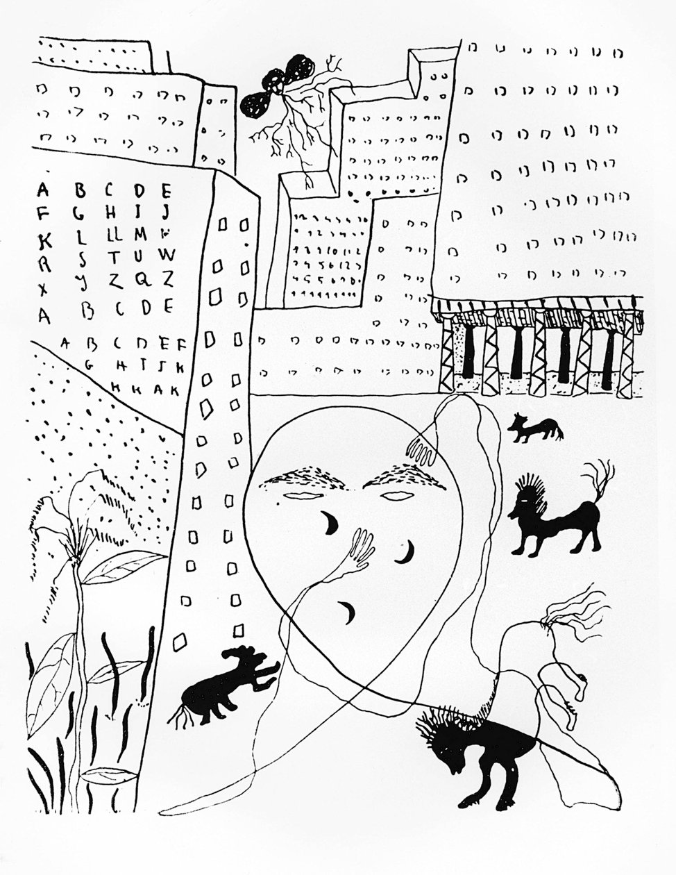 詩人フェデリコ・ガルシア・ロルカ（1898-1936）の自画像（30年代、ニューヨークにて 作： フェデリコ・ガルシア・ロルカ
