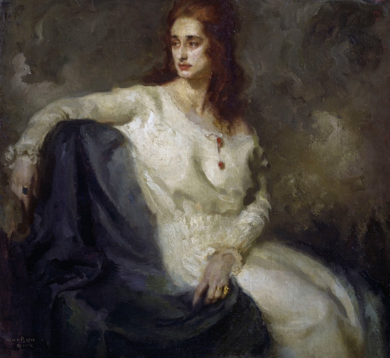 白衣の女（Dama in bianco）1915年（油彩・キャンバス 作： フェデリコ・グリエルモ・ジェフダ・ポラック