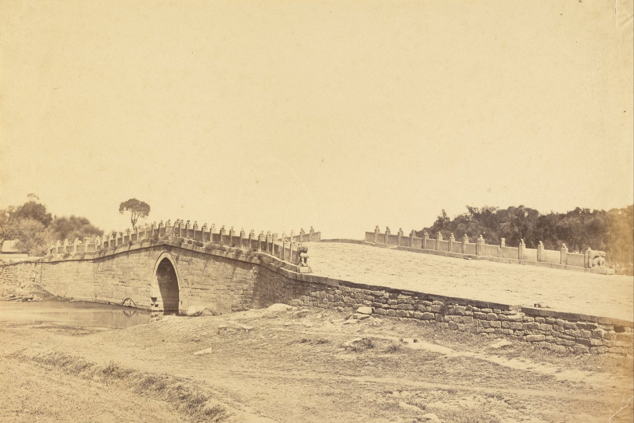 1860年9月21日、ペキン近くのパリクムの橋、中国帝国軍との戦いのシーン 作： フェリーチェ・ベアト