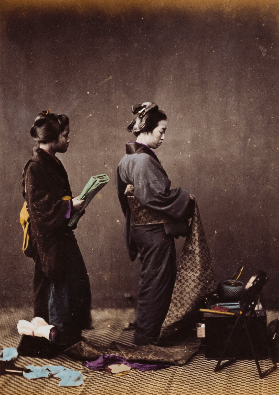 日本人女性のドレッシング、1870年から1880年 作： フェリーチェ・ベアト