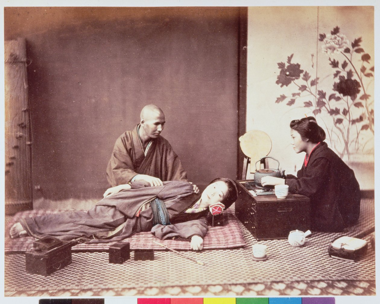 日本人マッサージ師、1890年頃（アルブメンプリント） 作： フェリーチェ・ベアト