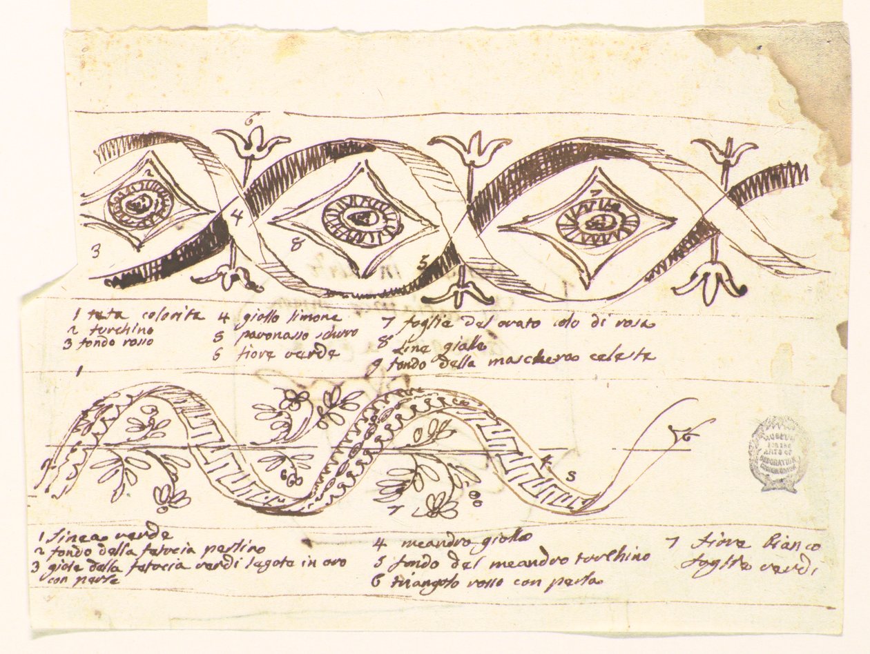 Recto: 花を描いた 2 つのフリーズ Verso: 装飾画のためのスケッチ 作： フェリーチェ・ジャンニ