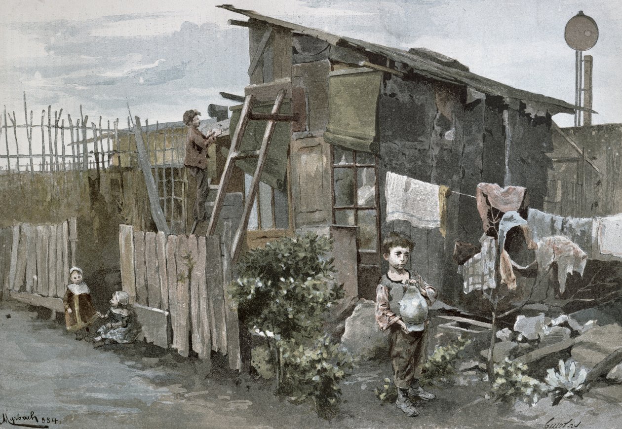 パリの貧困：The Passage Gergovie、1884 作： ミルバッハラインフェルドのフェリシアン男爵