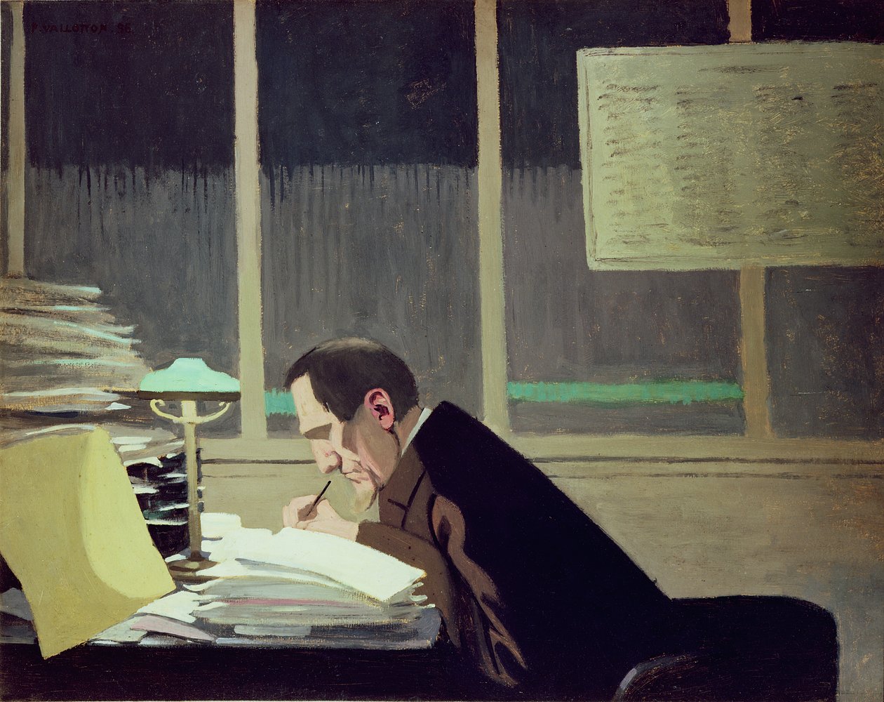 Felix Feneon（1861-1944）at &39;La Revue Blanche&39;、1896（oil on card） 作： フェリックス・エドゥアール・ヴァロットン