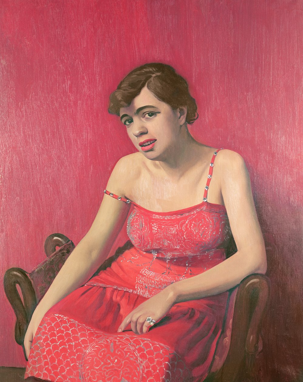 赤いドレスを着たルーマニアの女性、1925年 作： フェリックス・エドゥアール・ヴァロットン