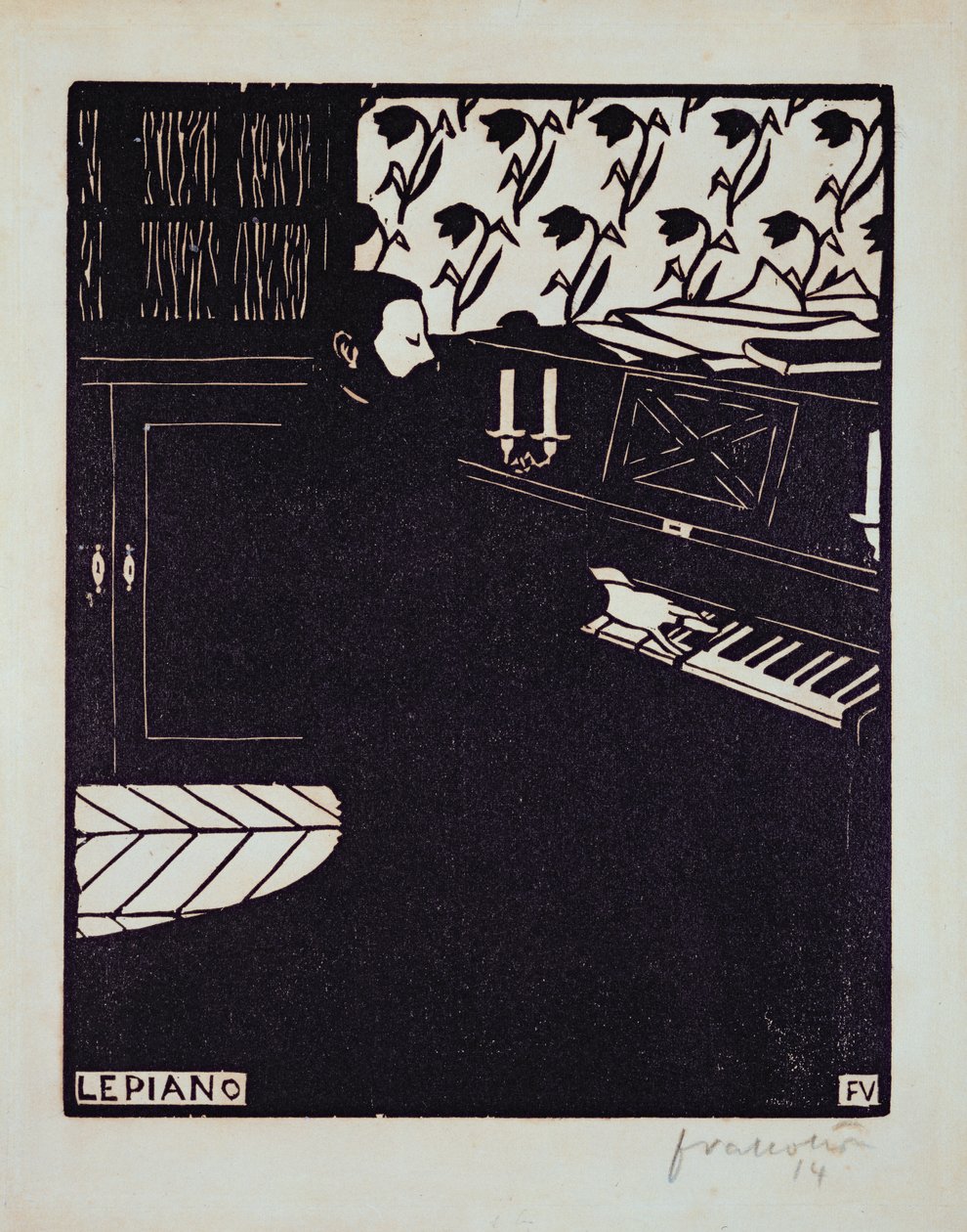 ピアノ、1914 作： フェリックス・エドゥアール・ヴァロットン