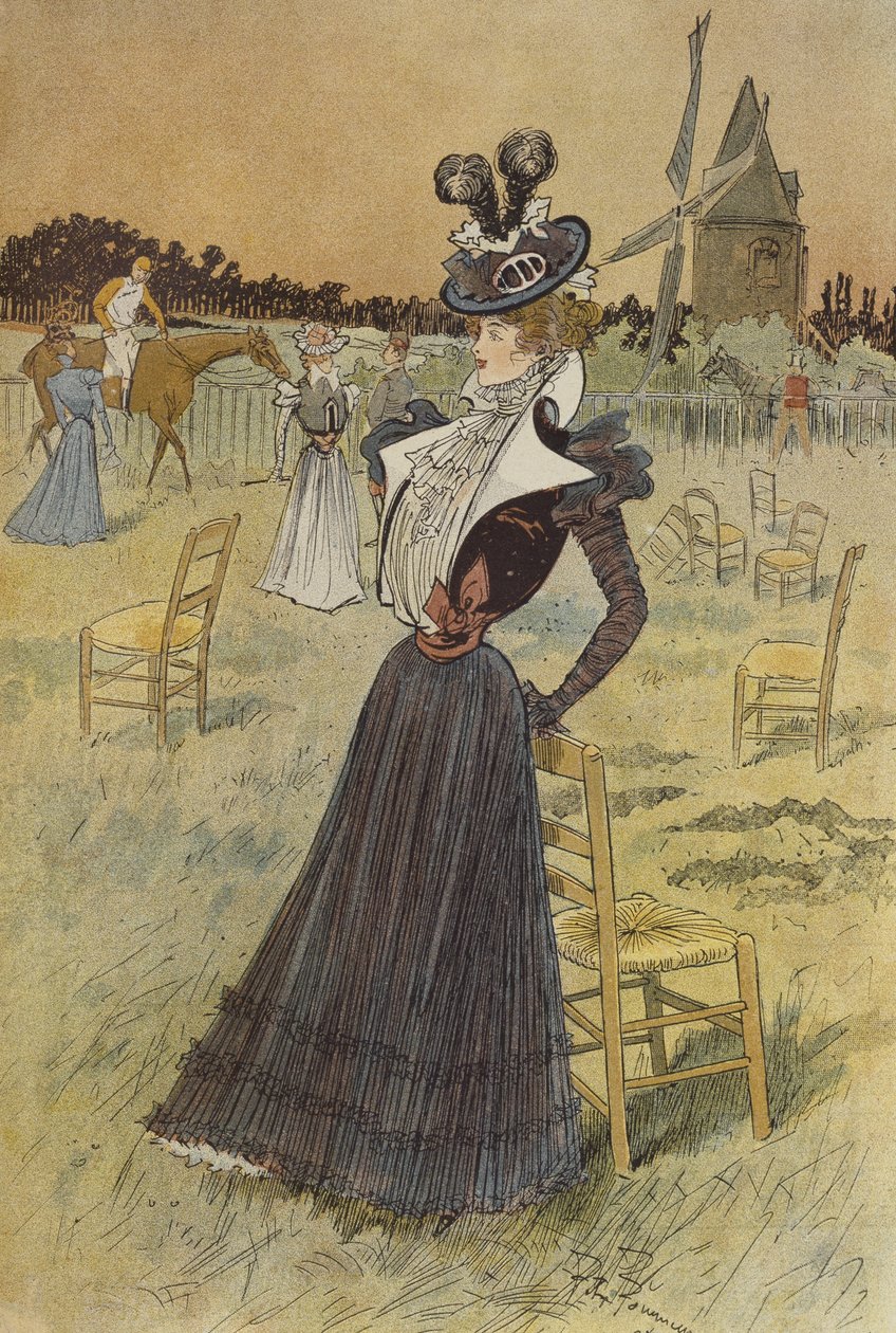 ロンシャンでのファッションプレート、1897年の「ラヌーヴェルモード」のイラスト 作： フェリックス・フルネリー
