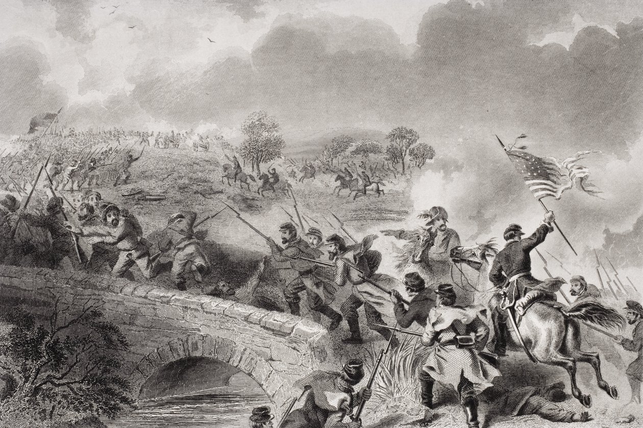 1862年メリーランド州アンティータムの戦いでアンティータムクリークの橋を奪取 作： フェリックスオクタヴィウスカーダーリー