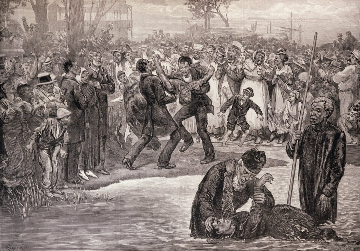 アメリカにおける黒人の洗礼（1887年5月21日付「The Illustrated London News」より）（エングレービング 作： フェリックス（後）リゲーミー