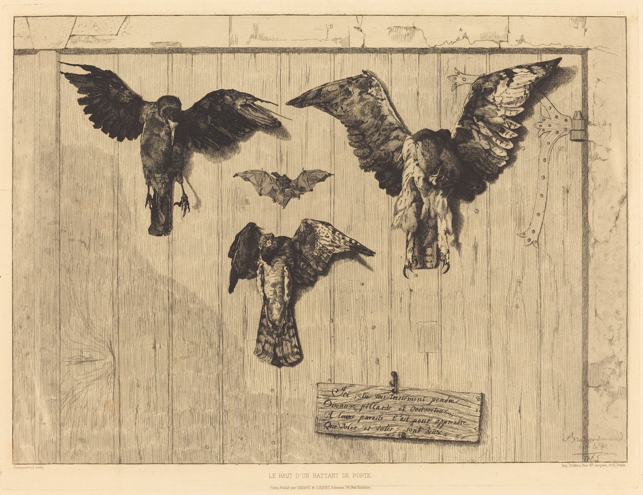 ドアの葉の上部 (Birds Nailed to a Barn Door) 作： フェリックス・ブラクモンド