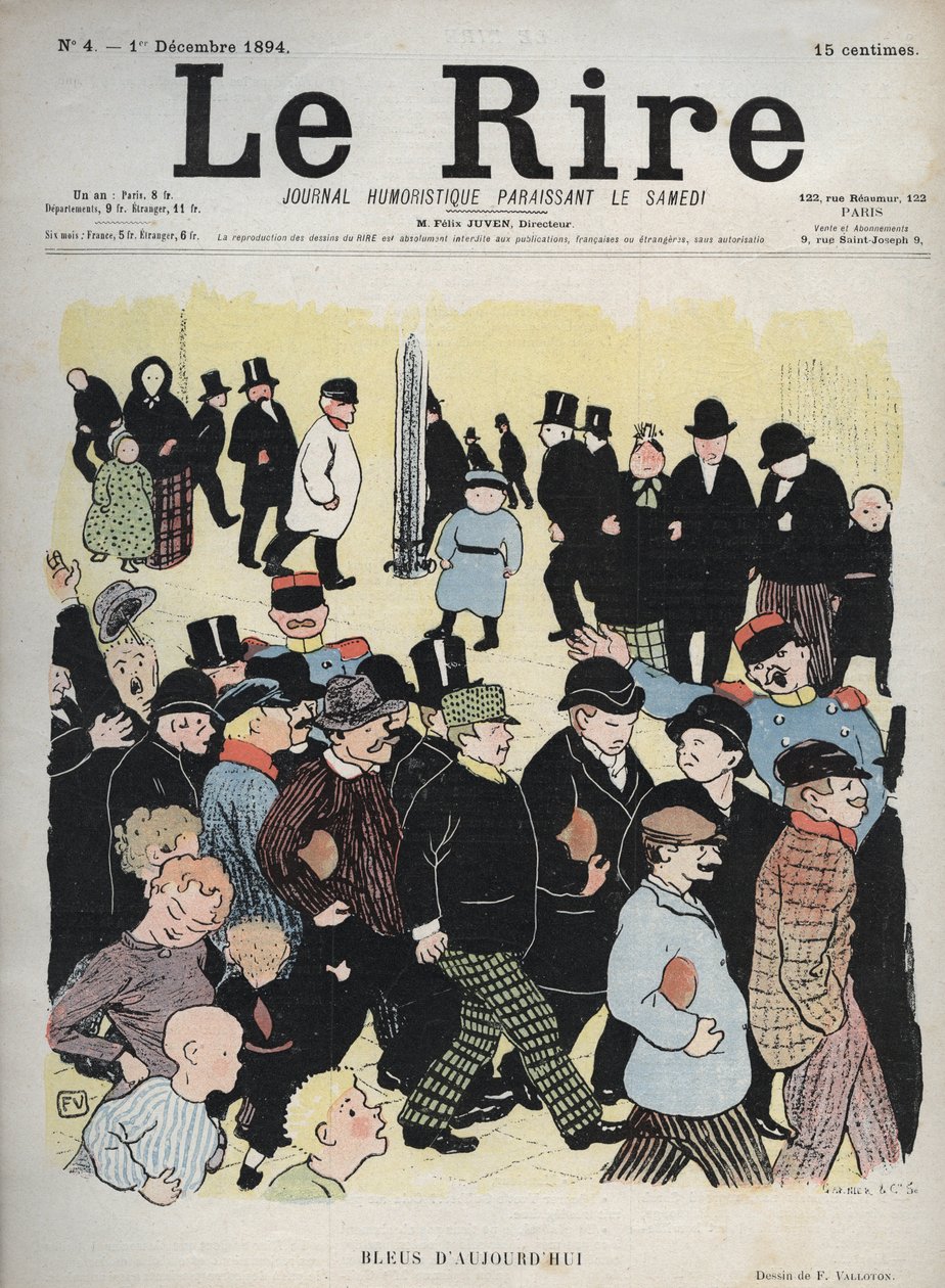 新聞の表紙「” Le Rire”」、n°4、1894年12月1日：今日のブルース-フェリックスヴァロットン作 作： フェリックス・エドゥアール・ヴァロットン