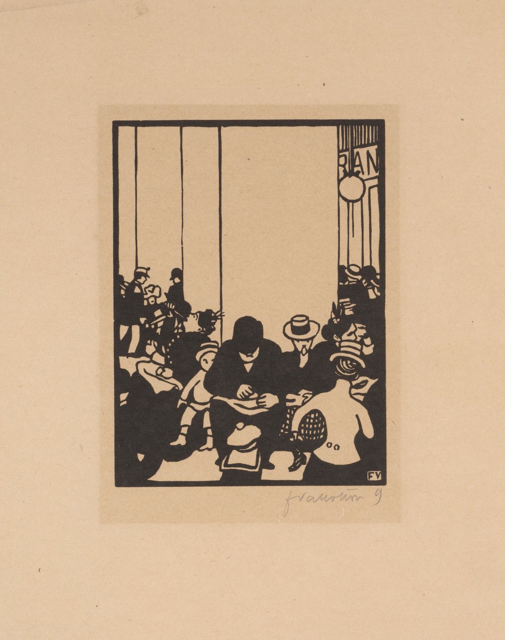 ファイブOClock、The Worlds Fair IV、1901（薄い日本紙に木版） 作： フェリックス・エドゥアール・ヴァロットン
