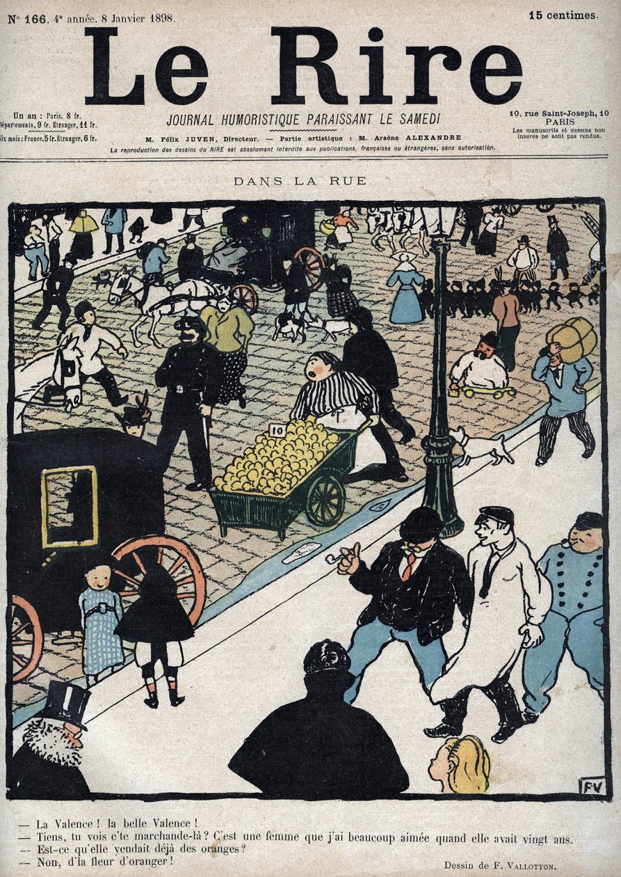 通り-1898年1月6日、フェリックスヴァロットンが描いた新聞「Le Rire」の表紙 作： フェリックス・エドゥアール・ヴァロットン