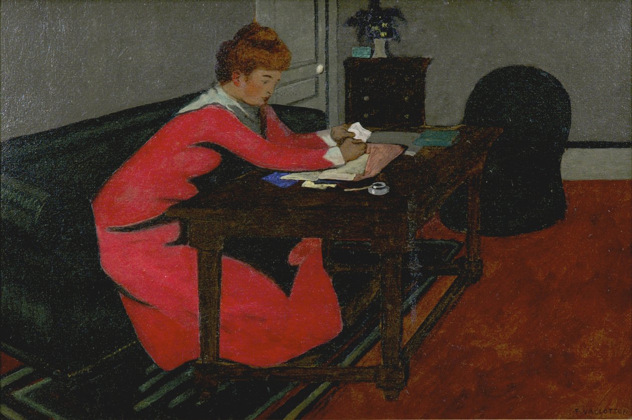 彼女の机に立つミシア、1897 作： フェリックス・エドゥアール・ヴァロットン