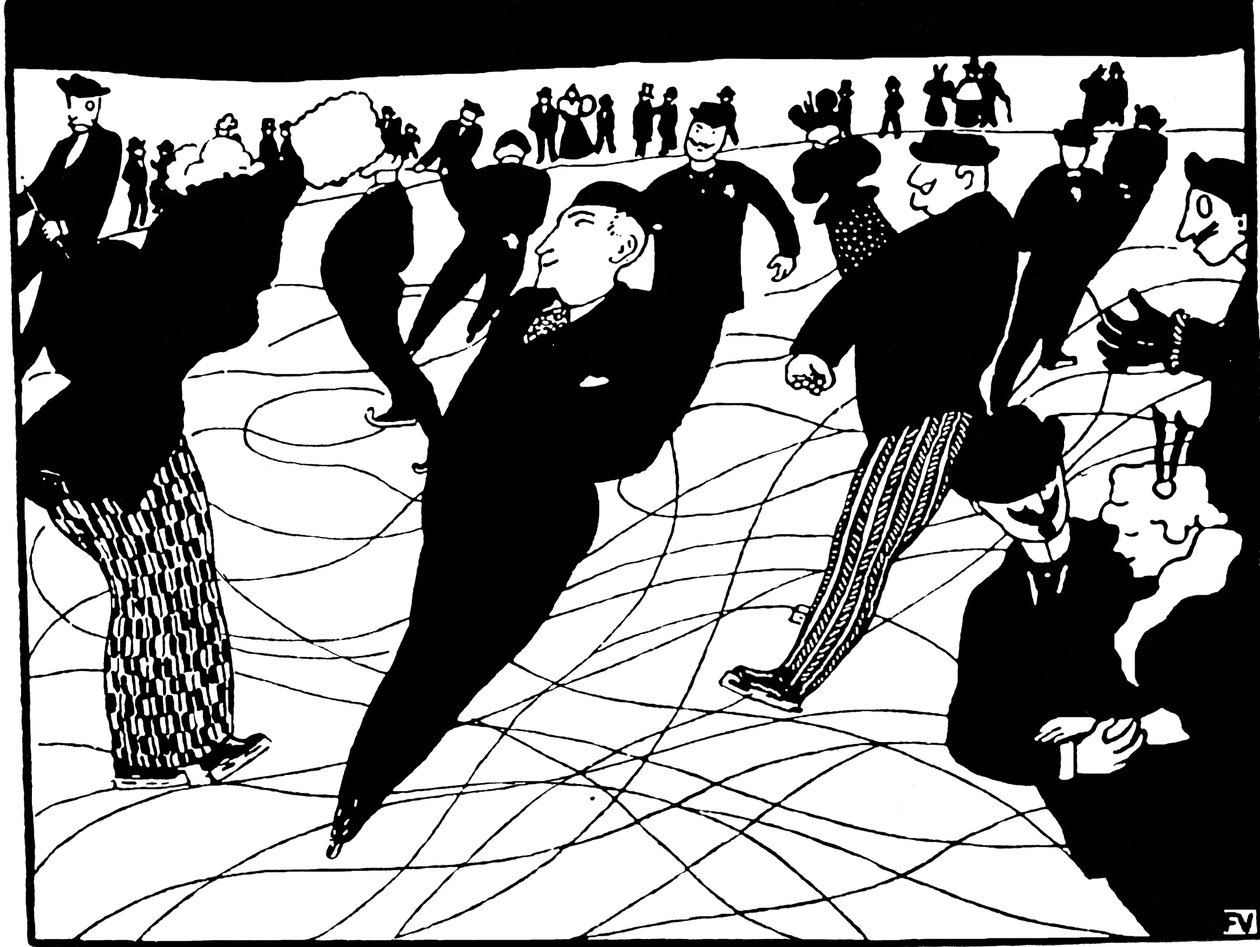 アイススケーター。 絵画 フェリックス・エドゥアール・ヴァロットン (1865-1925) 作： フェリックス・エドゥアール・ヴァロットン
