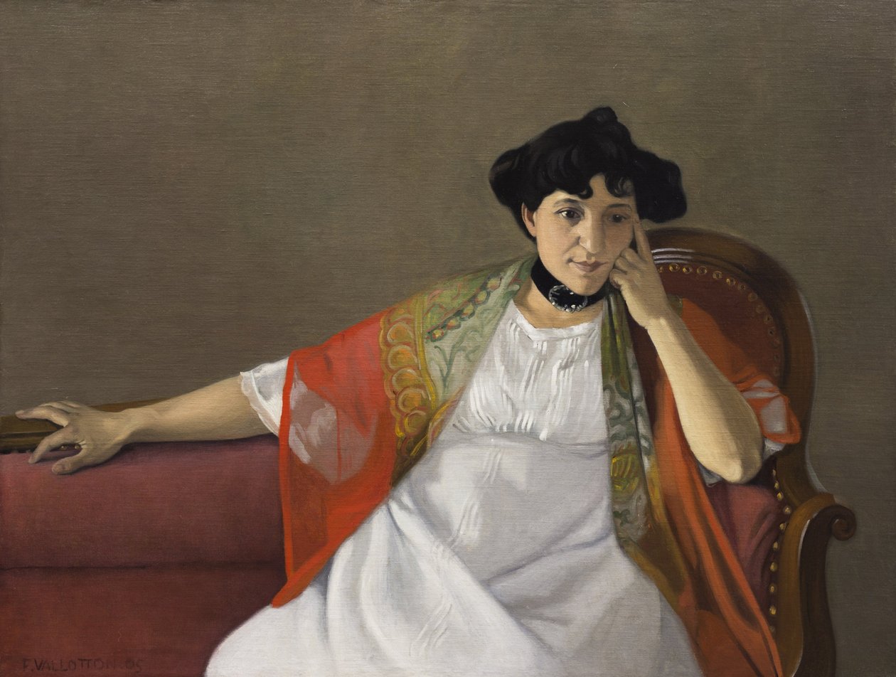 画家の妻、ガブリエル・ヴァロットンの肖像画、1905 年。 作： フェリックス・エドゥアール・ヴァロットン