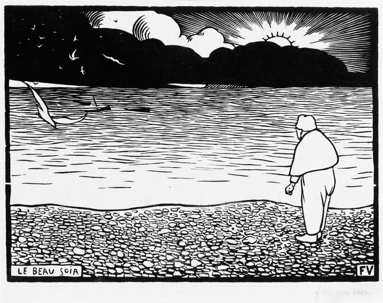 美しい夜、1892 作： フェリックス・エドゥアール・ヴァロットン