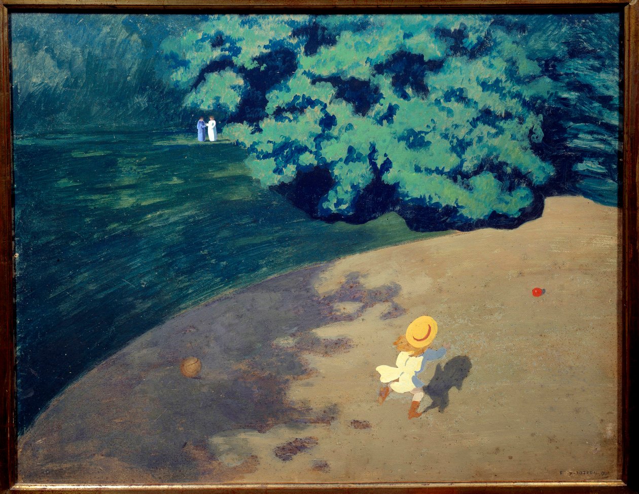 子供がボール遊びをしているボールまたは角の公園 絵画：フェリックス・ヴァロットン（1865-1925） 1899年 日0.48 x 0.61m パリ、オルセー美術館 作： フェリックス・エドゥアール・ヴァロットン