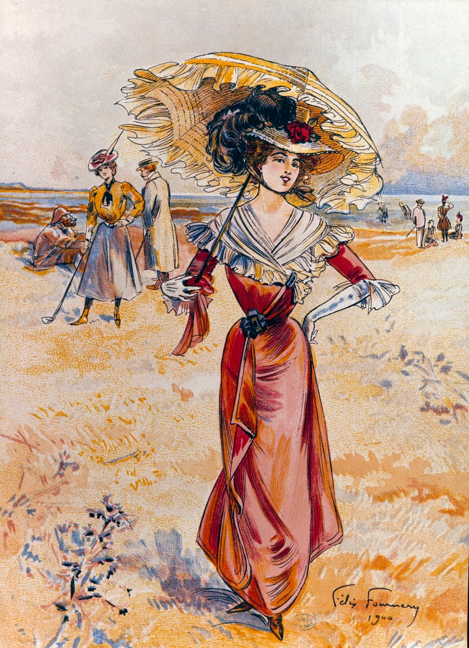 海辺のエレガンテフェリックス・フルネリー（1865-1938）の絵画 作： フェリックス・フルネリー