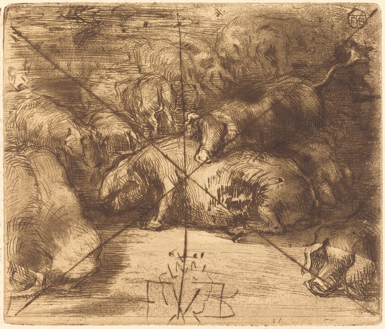 Cochons au Soleil Pigs in the Sun, c. 1878年。 作： フェリックス・ヒレール・ブホ