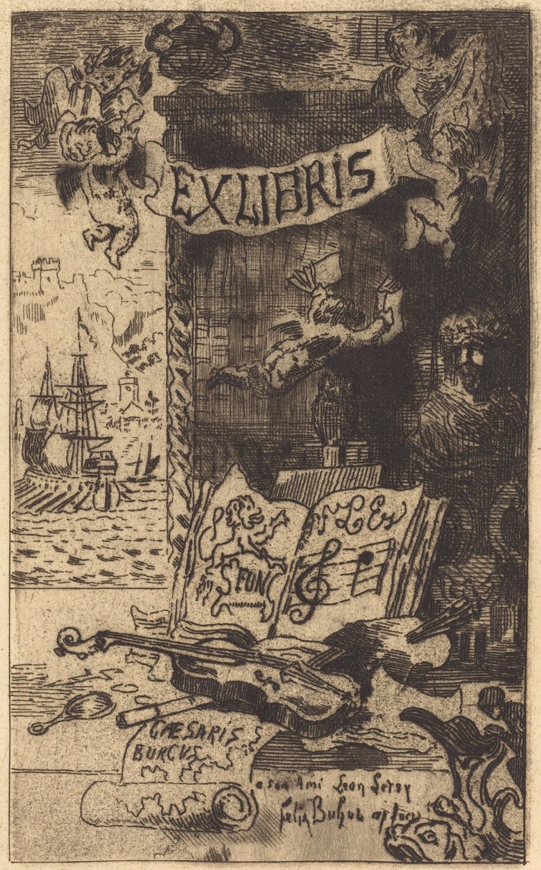Ex-libris de Léon Lerey (レオン・ルレのEx-libris) 作： フェリックス・ヒレール・ブホ