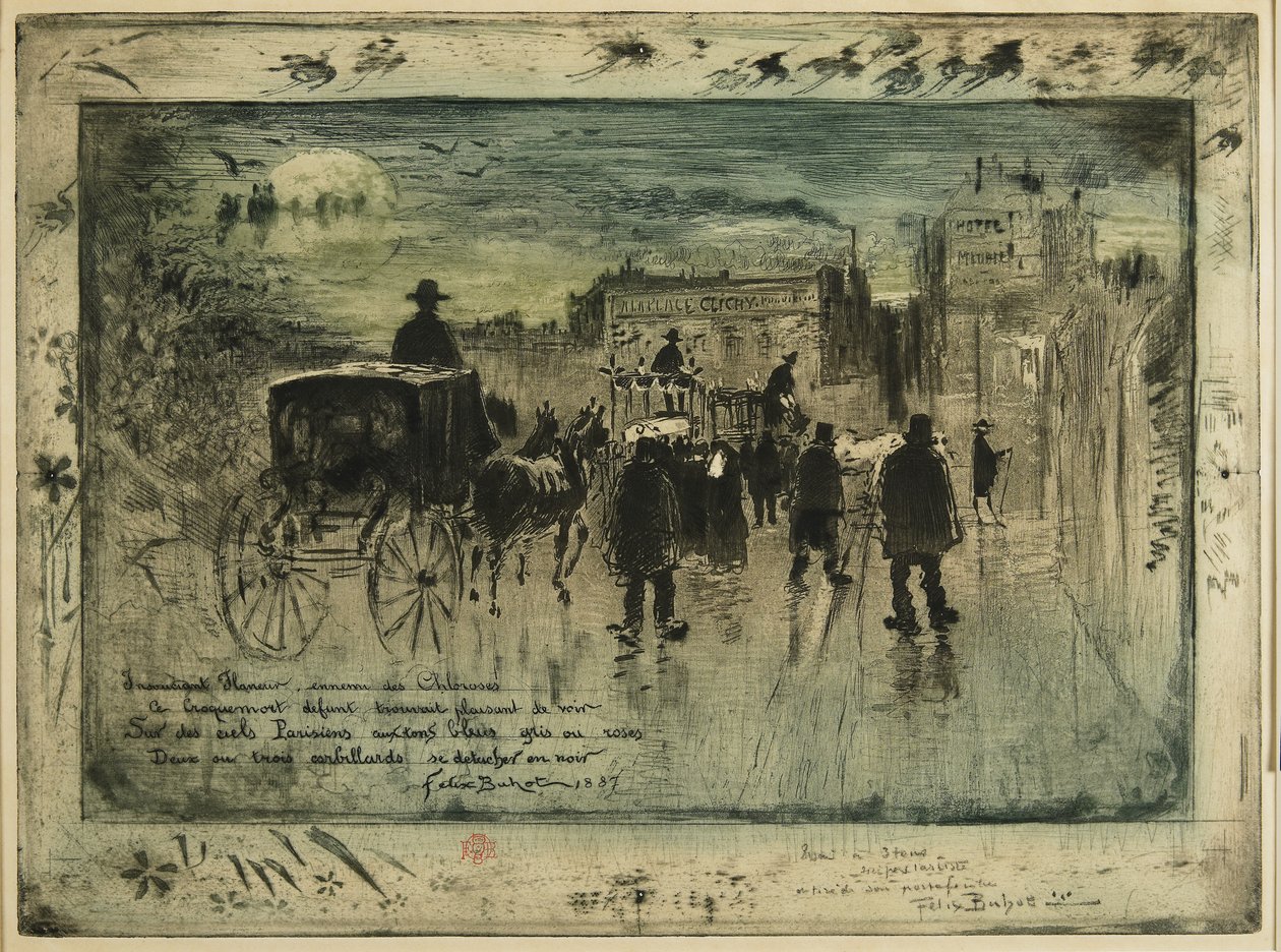 クリシー大通りの葬列、1887年 作： フェリックス・ヒレール・ブホ
