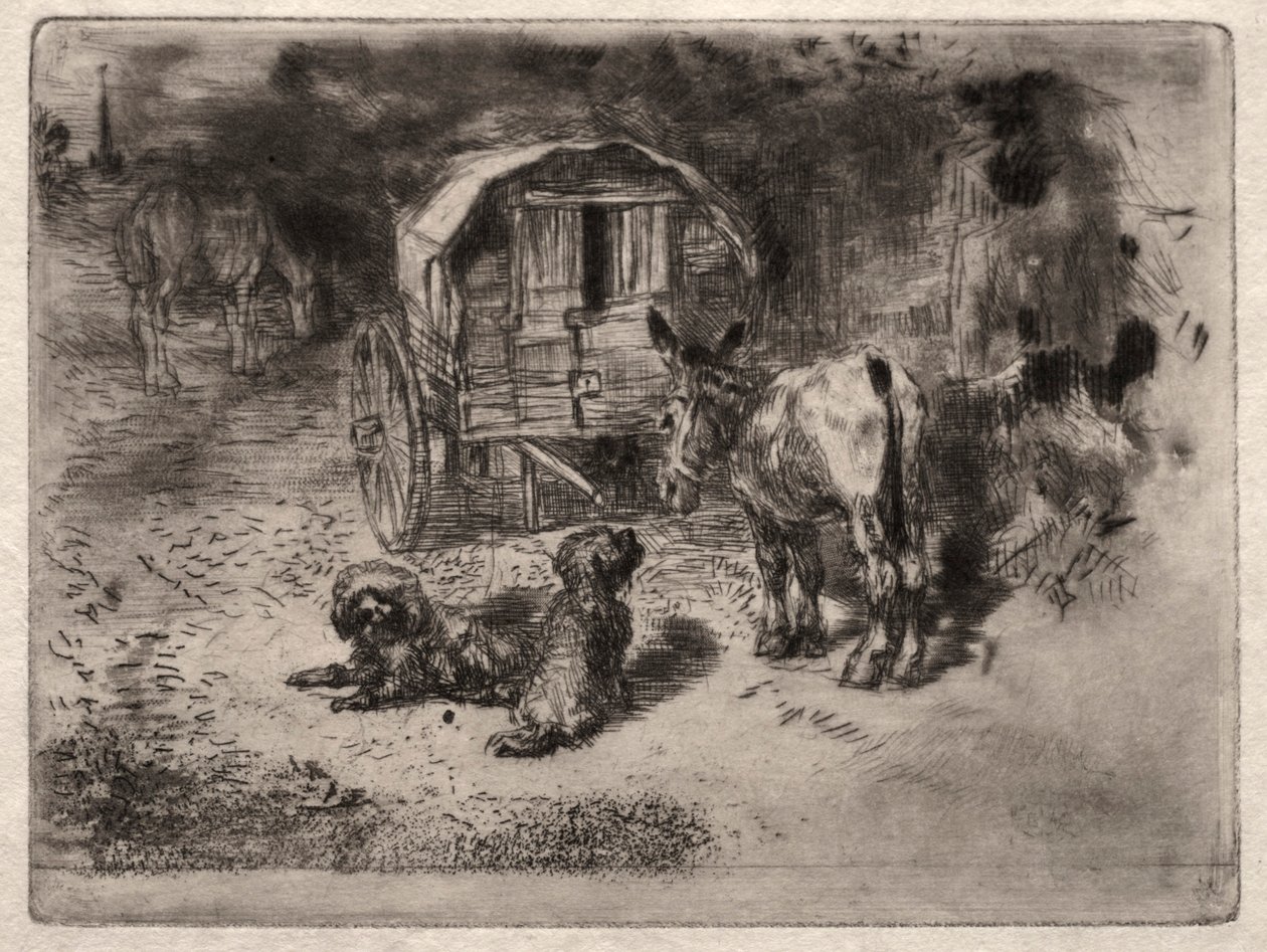 The Guardians of the House, or the Friends of the Saltimbanque, c. 1875. 作： フェリックス・ヒレール・ブホ