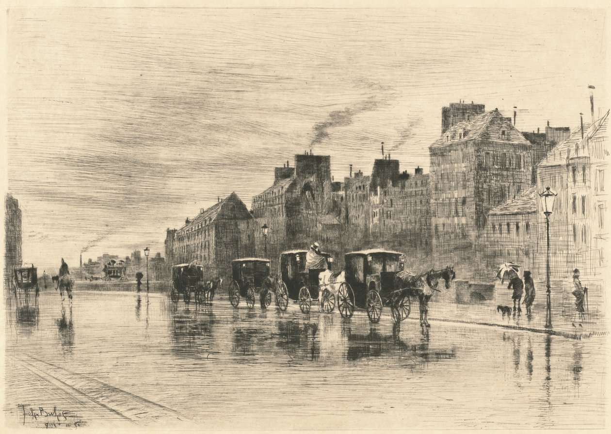 ケ・ド・ロテル・デューの冬の朝、1876年。 作： フェリックス・ヒレール・ブホ