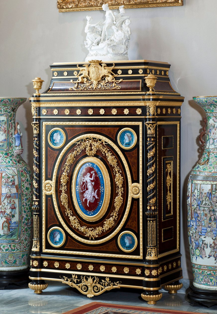 Möbel dekoriert mit dem Wappen der Familie Brignole Sale von dem Ebenisten Guillaume Grohe (1808-1885) nach einer Zeichnung von Felix Duban (1798-1870). Wohnungen von Maria Brignole Sale De Ferrari, Herzogin von Galliera (1811-1888), die Möbel stammen aus von Felix Louis Jacques Duban