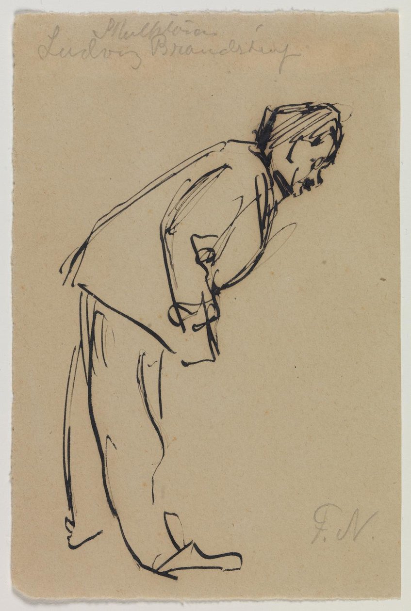 Ludvig Brandstrup の肖像画、前屈みで立っている 作： フェリクス・ニールンド