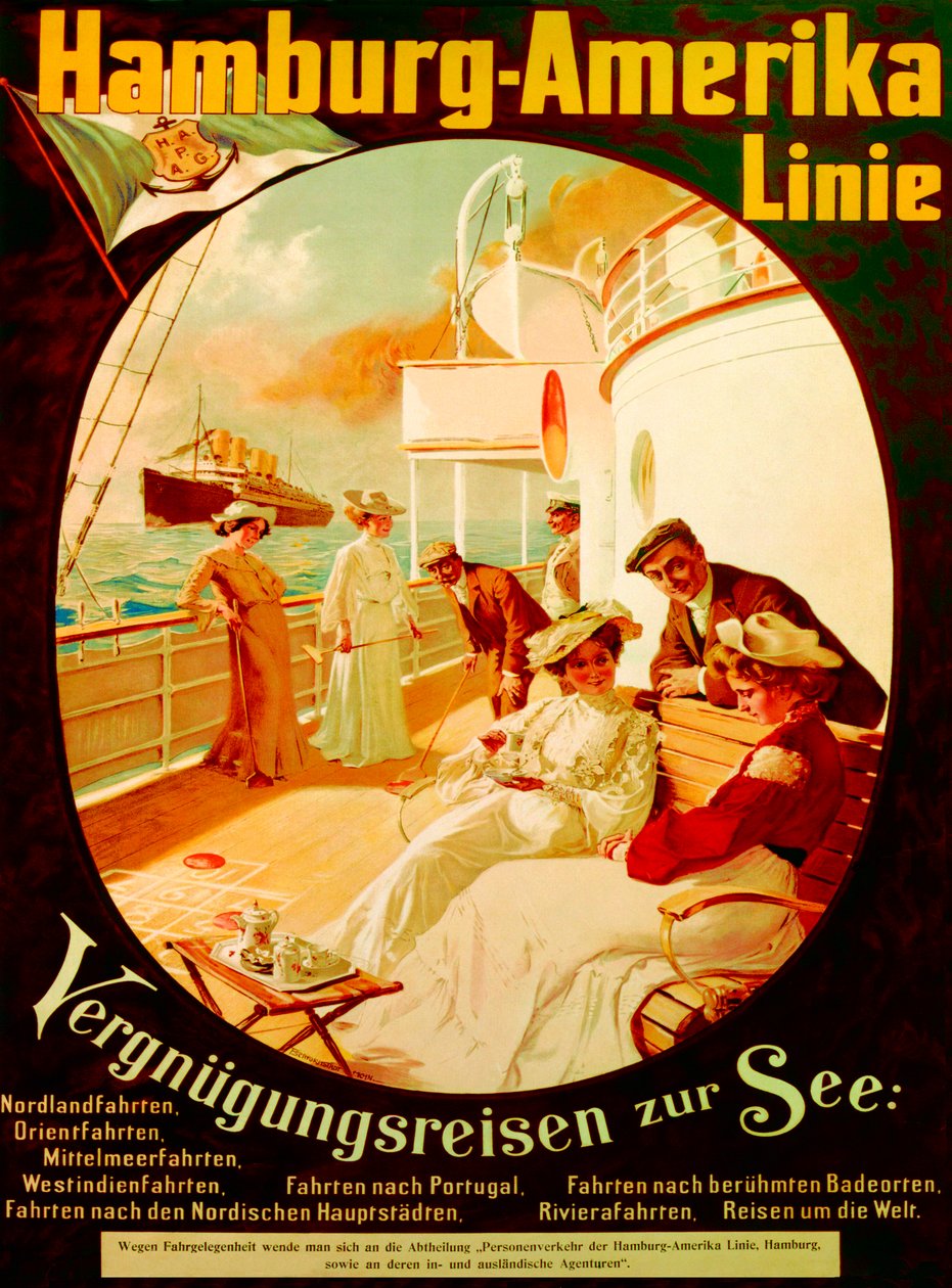 「Pleasure Cruise on the Sea」、ハンブルクアメリカンラインの宣伝ポスター、1904年 作： フェリックス・シュヴォルムシュタット