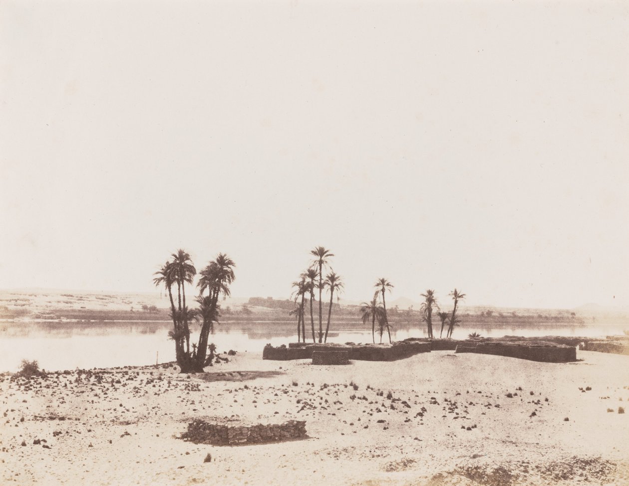 Dakkeh, Village et Rives du Nil（ナイル河畔の村、ダッケ）,1851-1852（写真） 作： フェリックス・テイナード