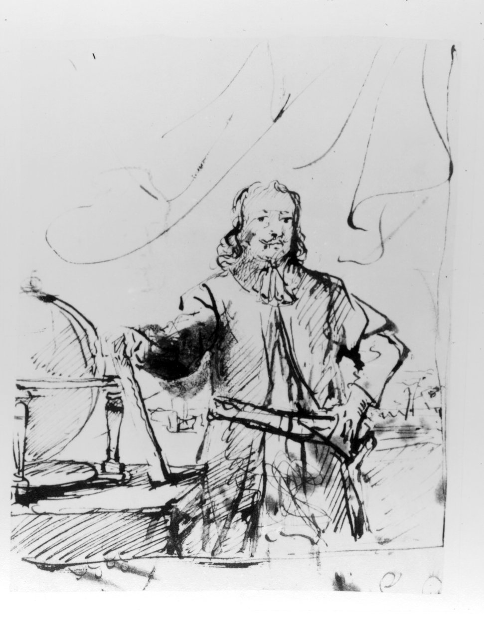 ミヒエル・ド・ロイター提督の肖像画のための研究、1667年（ペンとインク） 作： フェルディナンド・ボル