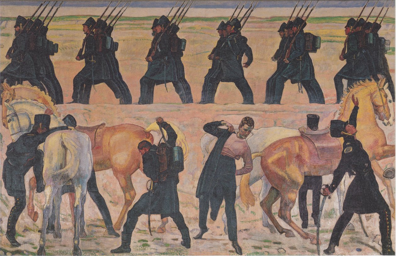 1813年のドイツの学生の自由戦争への出発 作： フェルディナンドホドラー