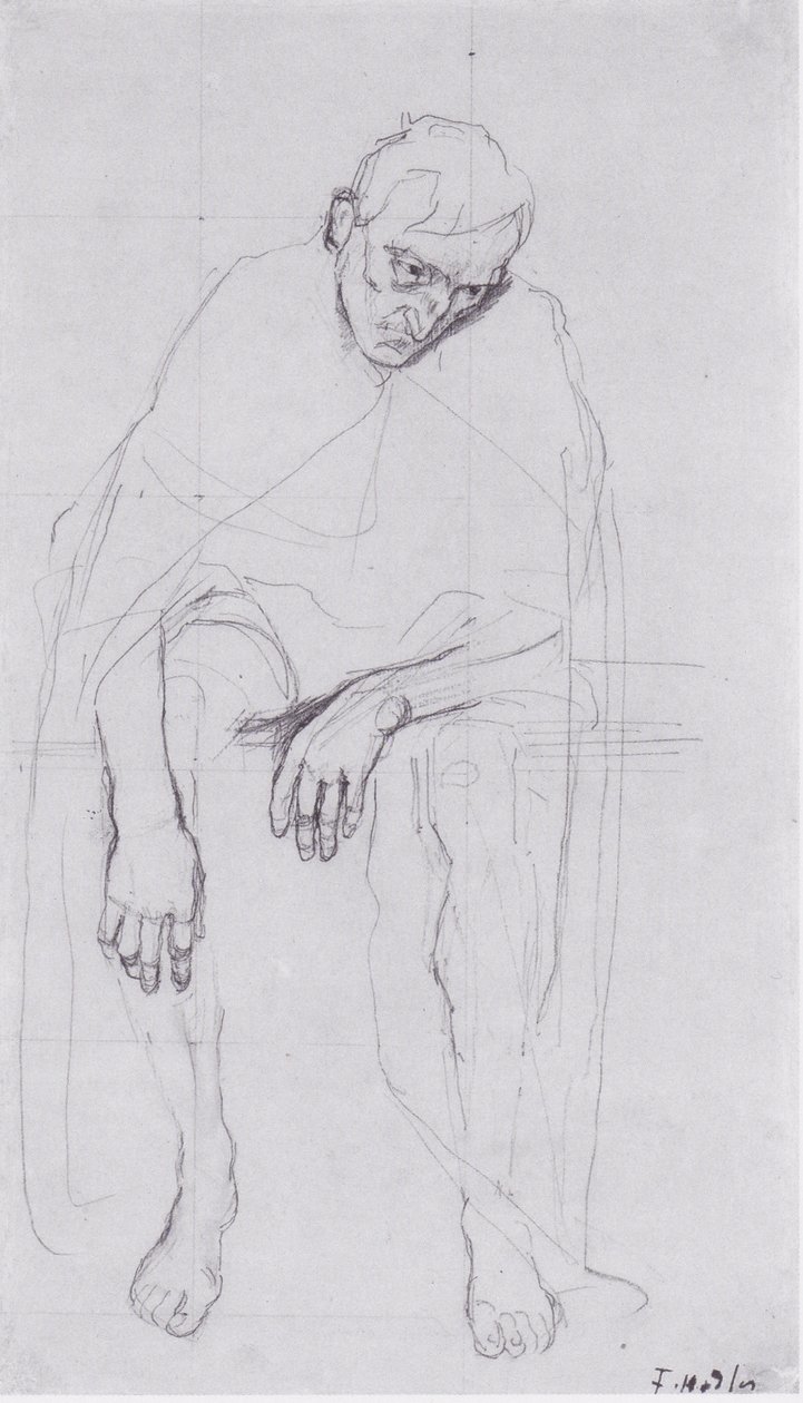 Seated Old Man-失望した魂や生命の泥に関する研究。 作： フェルディナンドホドラー