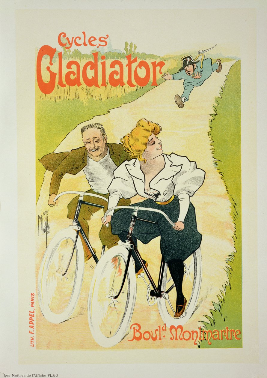 「グラディエーターサイクル」のポスターの複製、1895年、パリ、モンマルトル大通り 作： フェルディナンド・ミスティ・ミフリーズ